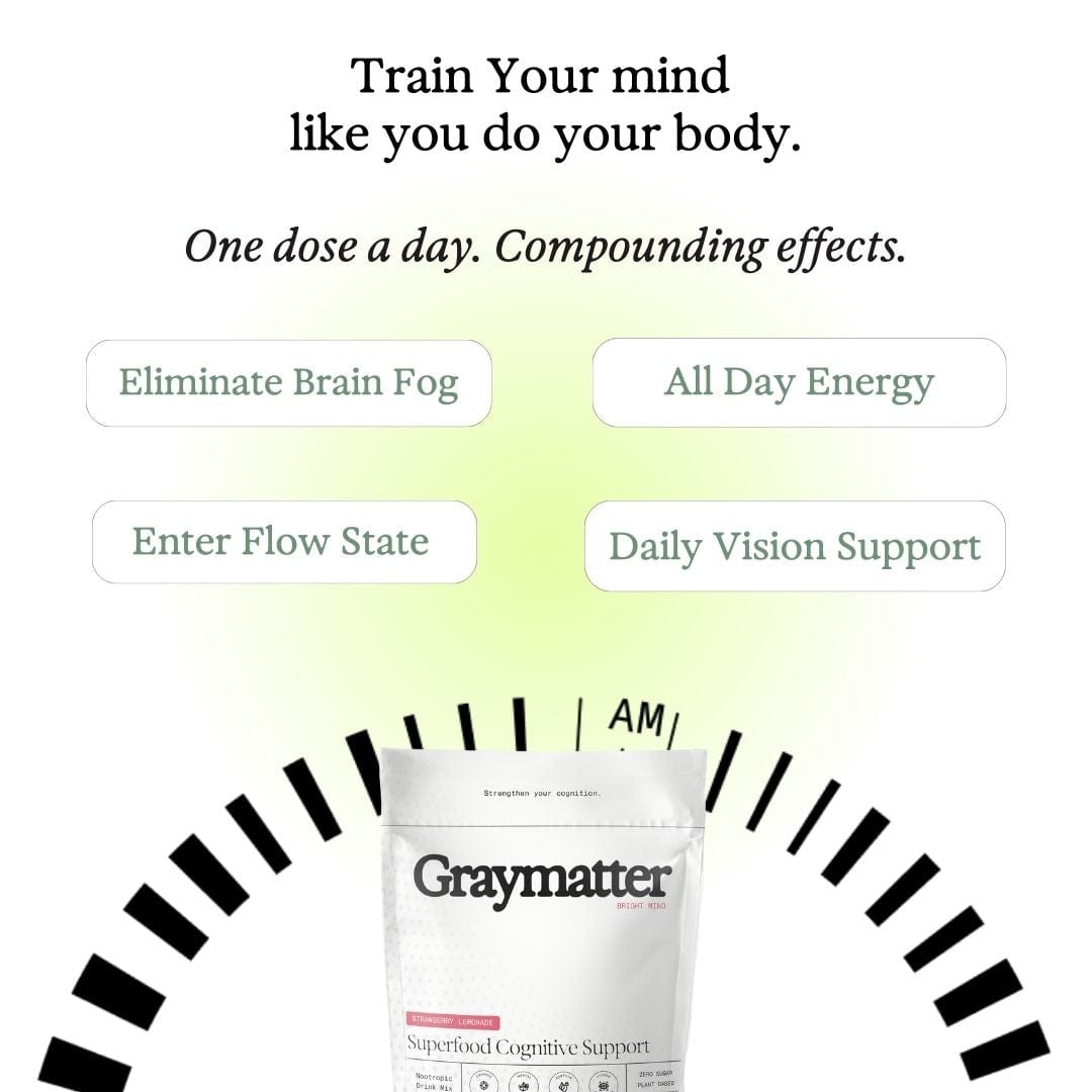 Graymatter cognitive support product for focus, energy, and clarity boost.