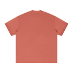 Back view of Heavyweight Earth Tone FOG T-Shirt in coral color.