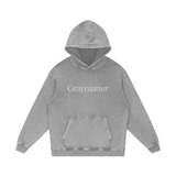 Graymatter limited edition white logo hoodie in gray color.